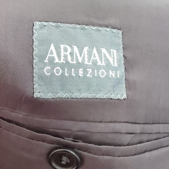 Armani Collezioni Blazer Jacket Men's 42L Virgin Wool Pattern Printed Suit Coat - Picture 2 of 9